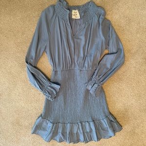 Blue, Long sleeve fitted dress